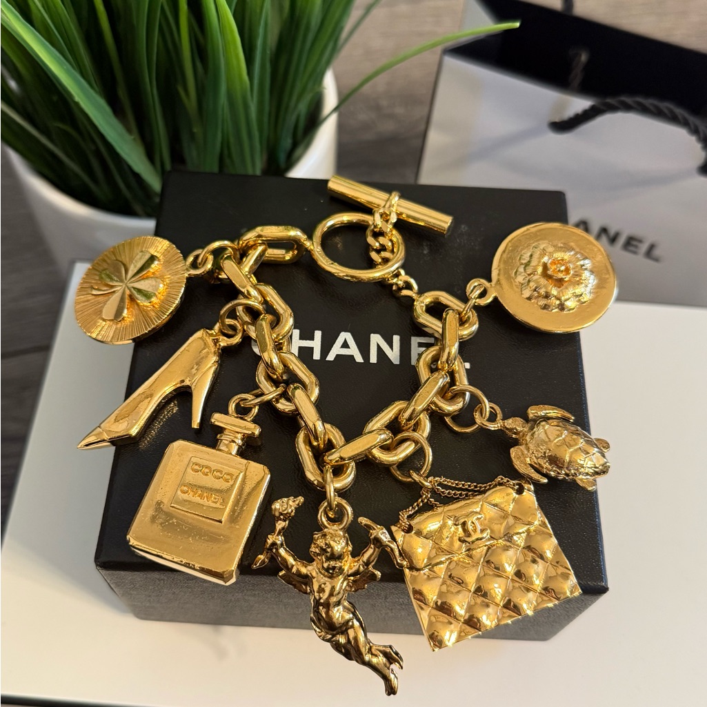 Rare Chanel Vintage Gold Lucky Icons Charm Bracelet